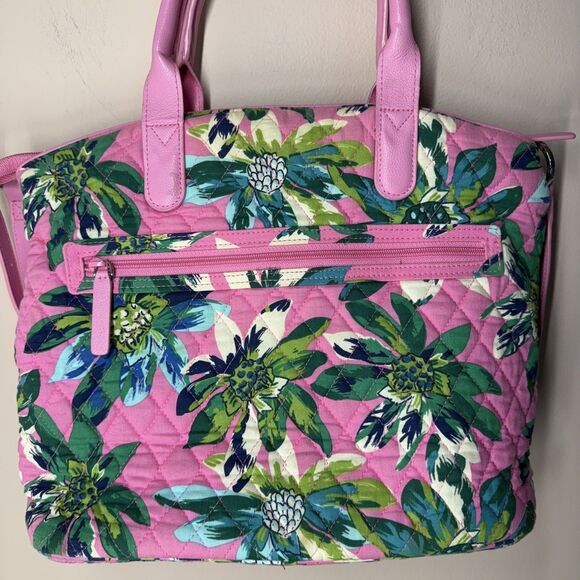 Vera Bradley Satchel Tropical Paradise Purse Handle Strap Pink & Green Floral - Picture 3 of 13